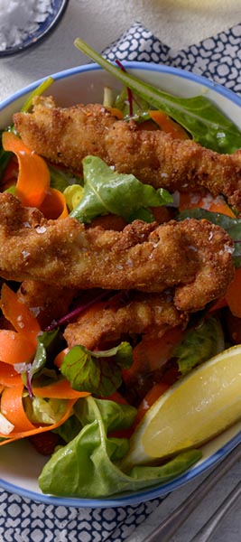 Crumbed Indian chicken salad